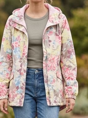 Pastel Floral Hooded Utility Anorak Jacket Mossimo XL